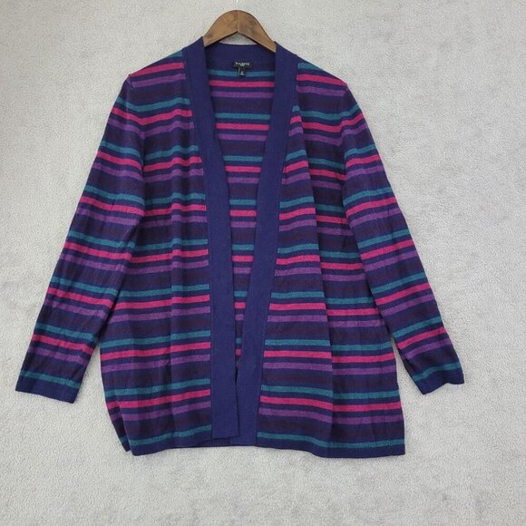 Talbots Lambswool Blend Womens Striped Cardigan Sweater 1X JCT - Picture 1 of 6